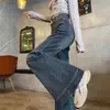 Jeans de Pierna Ancha Micro Estilo Americano Color Gris Cemento para Mujer 2024 Invierno Nuevo Aspecto Delgado Pantalones de Campana Amplia Sueltos