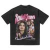 Amazon hip-hop Europa e os Estados Unidos fazem lavagem antiga manga curta masculina verão retrô rua solta meia manga camiseta desejo comércio exterior