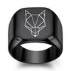 Anel Europeu e Americano Criativo Abstrato Cabeça de Lobo Aço Titânio Retrô Punk Quadrado 14mm Estudante Moderno Masculino Atacado Logotipo a Laser