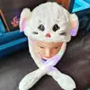 Gorra de felpa con orejas de conejo luminosas para apretar a mano, con bolsa de aire, orejas móviles, gorra de dibujos animados para padres e hijos