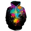 Moletom com Capuz Cruzado Primavera e Outono Pintura Graffiti Impressão 3D Camada de Ar Pulôver Unissex Roupa Esportiva Casual