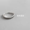 Anillo de plata de ley S925 estilo coreano para mujer, estilo vintage, con cuentas redondas antiguas, estilo ondulado y torcido.