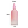 Frasco de óleo essencial rosa degradê 5-100ml embalagem para líquido de essência cosmética frasco conta-gotas de emulsão portátil