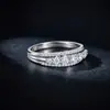 Anillo de Plata de Ley S925 con Moissanita Completa, Racimo de Flores, Semicírculo, Tres Capas Densamente Incrustadas, Anillo de Extremo Cerrado con Moissanita, Superventas Transfronteriza