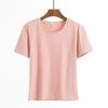 Camiseta de manga corta de ropa de Shopee para mujer 2020 nueva versión coreana holgada de cuello redondo color sólido top acepta logo