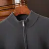 Nuevo suéter de cachemira 100% para hombre de otoño e invierno, suéter simple de cuello medio con cremallera, suéter base de lana tejido suelto y grueso