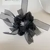 Goma para el pelo de lunares en blanco y negro estilo retro coreano con un toque de alta gama, Nuevo coletero de malla con lazo, Cuerda para el pelo nueva y moderna