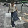 La Versión Correcta de los Nuevos Jeans Rectos Lavados Vintage Rasgados Estilo 25 de Dongdaemun, Corea