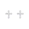 Pendientes cuadrados pequeños simples de cruz de azúcar para mujer, diseño minoritario coreano, pendientes ultra brillantes de circón, pendientes de red para el día a día, venta al por mayor