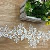 [Ventas directas de fábrica] Encaje de poliéster soluble en agua con bordado de flores a máquina para cuello de ropa, accesorios, se puede teñir con flores