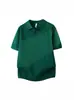 Camisa Polo de Manga Curta de Verão para Homens, Estilo Coreano de Alta Qualidade, Slim Fit, Gola Lapela, Cor Sólida, Casual, Malha Fina de Meia Manga, Tendência