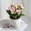 Bonsái pequeño de crisantemo con cuerda de cáñamo, flores artificiales creativas para interior del hogar, accesorios de fotografía, decoración de mesa para sala de estar