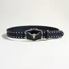 Nuevo Remache Moda Tendencia Estilo Punk Cinturón Ancho Cabeza de Toro Hip-Hop Personalidad Cinturón Unisex en Stock Venta al por Mayor