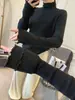 Suéter de punto para mujer con cuello semi-alto para primavera y otoño, diseño suave estilo coreano, top de capa base