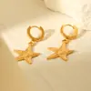 Estilo Ins Moda Francesa Retro Oro de 18K Acero Inoxidable Colgante de Estrella de Mar Pendientes Serie Marina Pendientes de Acero de Titanio Pendientes