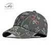 Boné de Baseball Estilo Étnico Primavera/Verão com Estampa Floral Personalizada para Mulheres, Proteção Solar ao Ar Livre, Boné de Jeans Macio Lavável