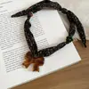 Collar con Colgante de Corazón y Lazo de Acrílico Tejido Cadena de Suéter Melard Retro Gargantilla de Diseño de Nicho para Mujer