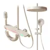 Estilo Crema Cobre Puro Pantalla Digital Luz Ambiental Juego de Cabezal de Ducha Cabezal de Ducha para Baño del Hogar Botón de Temperatura Constante Caliente y Frío Supercargado