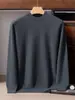 Suéter 100% cachemir puro para hombre, suéter de punto liso con cuello semi-alto, suéter de negocios de lujo ligero, nueva camiseta térmica cálida