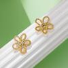 Pendientes de plata S925 con forma de flor de diamante y aguja, sencillos, tridimensionales, de girasol, elegantes, de alta gama, ligeros y de moda.