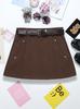 Com Cinto ~ Saia Midi A-Line Personalizada Retrô Outono Feminina Estilo Coreano Cor Lisa Saia Anti-Exposição Atacado 9643