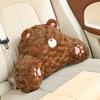Lindo oso de peluche para reposacabezas de coche, almohada de invierno cómoda para el cuello, almohada creativa para la cintura del coche para mujer