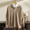 Suéter de Cashmere 100% Jacquard Corrugado Hombro Caído para Hombre Cuello de Gaviota Tejido Pulóver Casual Suéter Cálido Venta al por Mayor