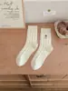 "Cachorro Terapéutico" Schnauzer Otoño/Invierno Nuevos Calcetines de Media Pantorrilla para Mujer Algodón con Rayas Anchas Lindos Calcetines Largos Holgados