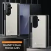 Funda adecuada para Samsung Z Trifold con Textura de Cuero y Eje Central Magnético, Cubierta Protectora Galaxy Zfold7