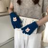 Guantes de lana tejidos con dibujos animados súper lindos de estilo coreano para mujer, otoño e invierno, resistentes al frío, cálidos, combinables con todo, para estudiantes con pantalla táctil.