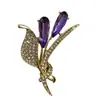 Broche de Alta Calidad para Mujer, Diseño de Nicho, Broche de Tulipan Morado, Pin para Asegurar Ropa, Accesorio