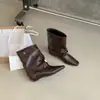 2026 Otoño/Invierno Nuevo Estilo Botas de Media Caña Punta Cuadrada Botines de Tobillo Moda Femenina Versátiles Botas de Moda Botines Elegantes
