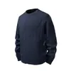 Suéter de Punto Trenzado Holgado de Color Sólido con Cuello Redondo para Hombre, Estilo Japonés Primavera/Otoño, Versátil, Casual, Manga Larga, Prenda Base de Punto, Marca de Moda