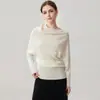 Camisa de punto de cachemir para mujer, otoño/invierno 2026, irregular, de un solo hombro, cuello redondo, manga murciélago raglán, holgada, adelgazante, capa interior, capa base