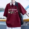Camiseta de anime de manga corta estilo japonés para hombre, top casual versátil de verano de estilo americano de alta calle, holgado, con conjunto de jeans, moderno