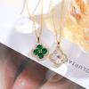 Colar da Sorte Trevo de Quatro Folhas Dupla Face com Zircônia Diamante Completo Mais Vendido Transfronteiriço para Mulheres Estilo Ins Luxo Acessível Corrente de Aço Titânio para Mulheres Estilo Versátil