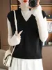 Chaleco sin mangas de punto para mujer, color liso, cuello en V, apilado, holgado, casual, nuevo para primavera y verano, algodón
