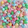 Corazón Grueso Acrílico Macarrón Color Sólido Agujero Recto Cuentas Sueltas DIY Cadena de Teléfono Móvil Llavero Accesorios con Cuentas Material