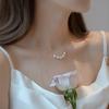 Prata de Lei 925 Ouro Joias Feijão Colar de Pérolas Feminino Outono e Inverno Design Nicho High-End Retrô Versátil Corrente Clavicular