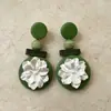 Estilo Vintage Retro Francés Hong Kong Monet Medieval Clip para Oreja Pendientes de Perla Pendientes Verdes Joyería Femenina para Orejas