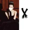Guantes de satén de Yang Mi con codo largo, vestido de noche estilo Hepburn vintage, vestido de novia, accesorios fotográficos, conjunto de brazos