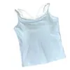 Camiseta Básica Slim-Fit para Mulheres, Cor Color Block Sexy Versátil, Falso Duas Peças, Costas Cruzadas, Alça Integrada