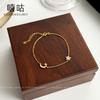 Xi Gu H0140 Pulsera de Plata S925 Estrella Luna para Mujer Sencilla Sentido de Alta Gama Exquisito Sentido de Diseño de Nicho Estilo ins Pulsera