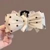 Popular pinza para el pelo de tela esponjosa con encaje de estrellas y lazo de gasa de burbujas, pinza de garra extragrande para recogidos en la parte posterior de la cabeza