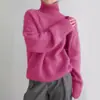 Suéter de gola alta liso transfronteiriço europeu e americano para mulheres, outono e inverno de 2026, suéter de tricô solto e versátil, blusa básica de estilo casual para mulheres
