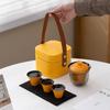 Juego de Té de Viaje para Exteriores con Tazón Tapa, Taza Rápida Portátil, Una Tetera y Tres Tazas, Regalo Souvenir Simple y de Lujo Ligero al por Mayor