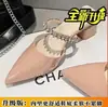 Punta Aguda Strass Gama Alta Estilo Francés Nuevo Primavera y Verano Ropa de Abrigo Versátil de Moda Chanclas de Punta Abierta Primavera y Verano Tacones Altos de Temperamento