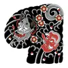 Pegatina de tatuaje tradicional japonés Hannya de medio brazo con cara de fantasma, flor de cerezo, olas y diseños de nubes, pegatina de tatuaje impermeable para hombro y pecho