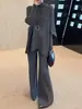 Conjunto de Tricô Temperamento para Mulheres 2026 Outono/Inverno Novo Suéter Solto Emagrecedor Manga Morcego Calça Wide Leg de Cintura Alta Conjunto de Duas Peças