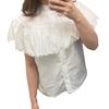 Camisa sin mangas de moda con hombros de hoja de loto dulce de estilo japonés nuevo de primavera y verano para mujer, top casual adelgazante